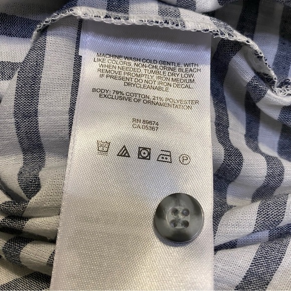 Mountain Hardware Striped Button Down Drawstring Waist Top, Gray/white, Size M - Picture 6 of 13